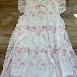 Pink Tie-Dye Ruffle Dress